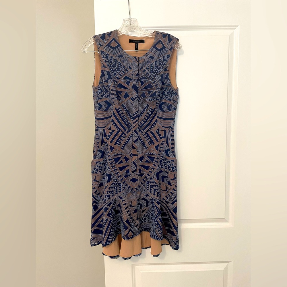 BCBG Lace Art Deco Front Zipper Dress